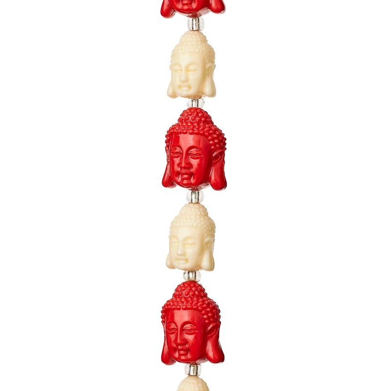 Red & White Reconstituted Stone Siddhartha Beads, 15mm by Bead Landing™