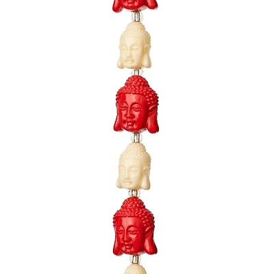 Red & White Reconstituted Stone Siddhartha Beads, 15mm by Bead Landing™