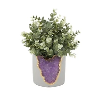 Flora Bunda® 11" Eucalyptus in Purple Amethyst Crystal Planter