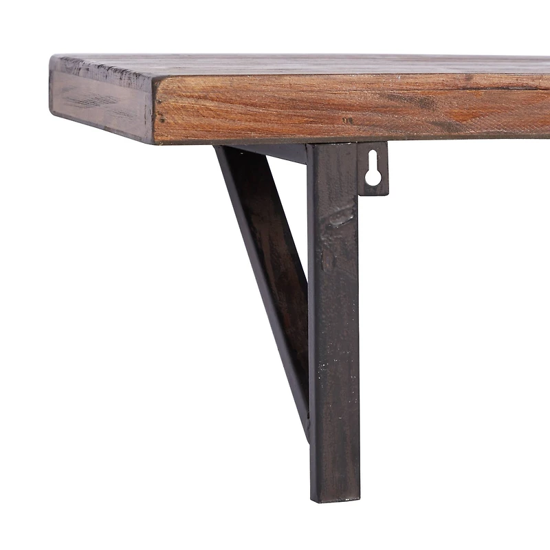 Brown Wood Industrial Wall Shelf Set