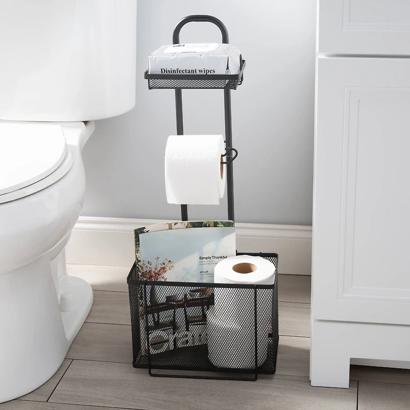 Bath Bliss Mesh Collection Matte Black Adjustable Bathroom Organizer