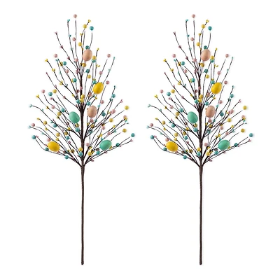 Glitzhome® 28" Easter Berries & Eggs Picks Set