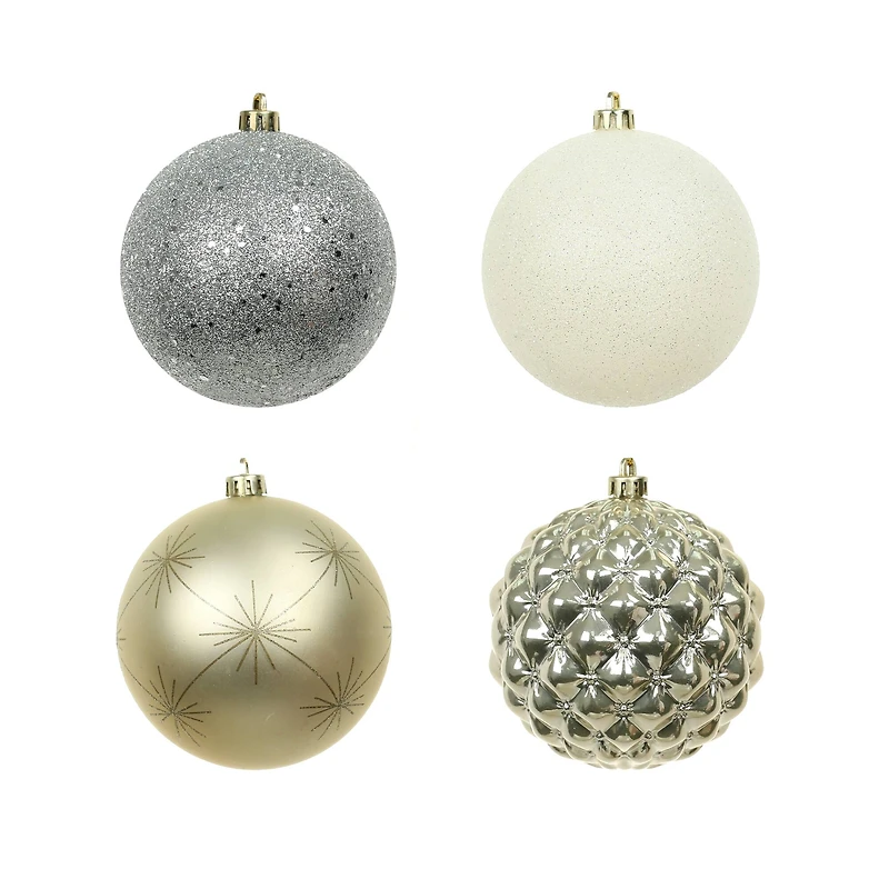 14 Pack 4" Gold & Silver Glitter & Starburst Shatterproof Ball Ornaments by Ashland®