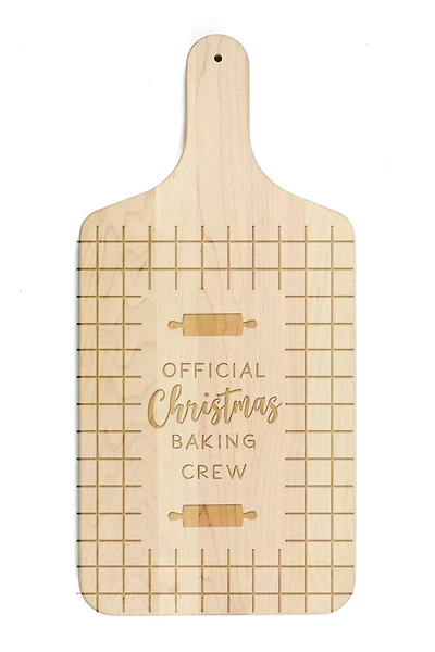17" Official Christmas Baking Crew Maple Paddle Cutting Board
