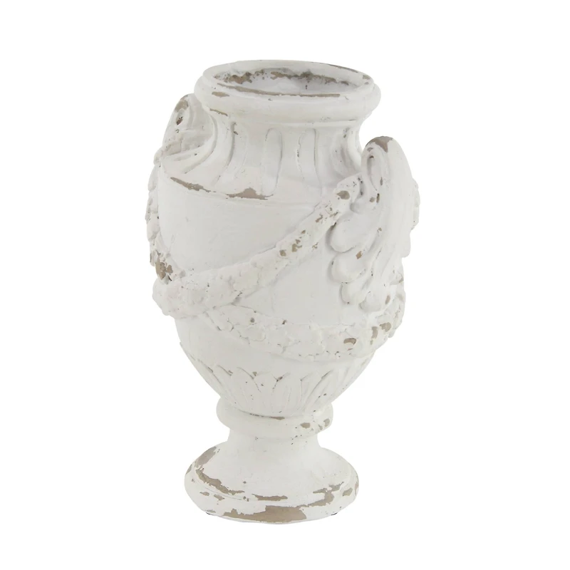 White Fiberglass Farmhouse Vase, 18" x 11" x 11"