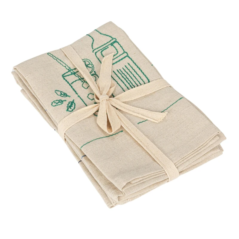 Hello Honey® Drink & Glass Bottles Linen & Cotton Blend Tea Towels, 4ct.