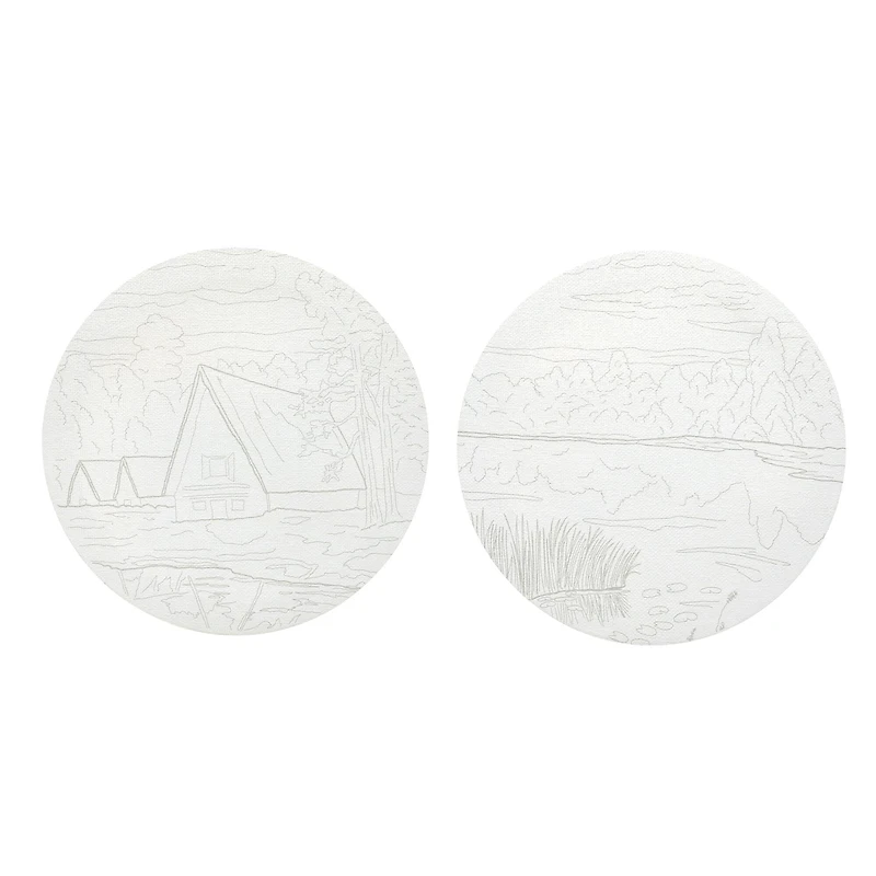 7" Lake & Cabin Round Canvas Painting Kit by Craft Smart®