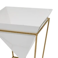 CosmoLiving by Cosmopolitan Set of 2 White Metal Contemporary Planter, 10", 15"