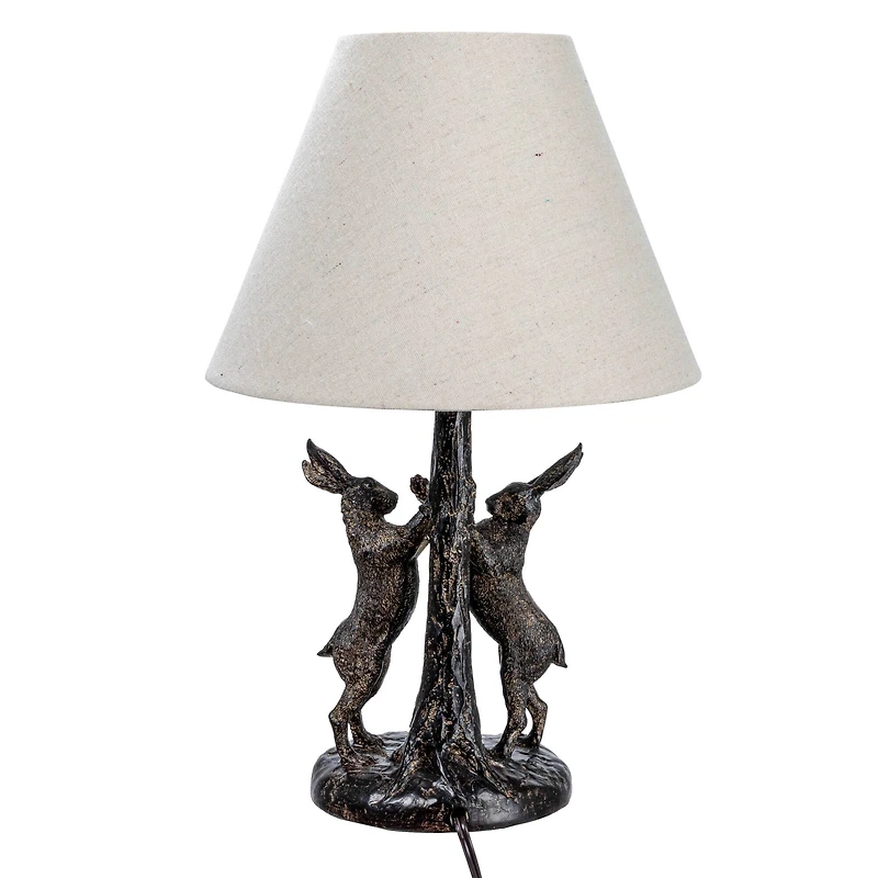 Hello Honey® 18.5" Brown & Natural Bunny Rabbit Table Lamp with Linen Empire Shade