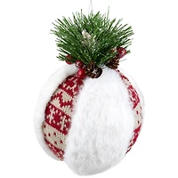 8" Faux Fur and Nordic Print Christmas Ball Ornament