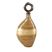 19" Light Brown, Gold & Bronze Glass Brushed Ombre Decorative Jars with Ring Top