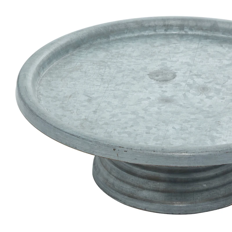 Grey Iron Farmhouse Cake Stand, 4" x 13" x 13"
