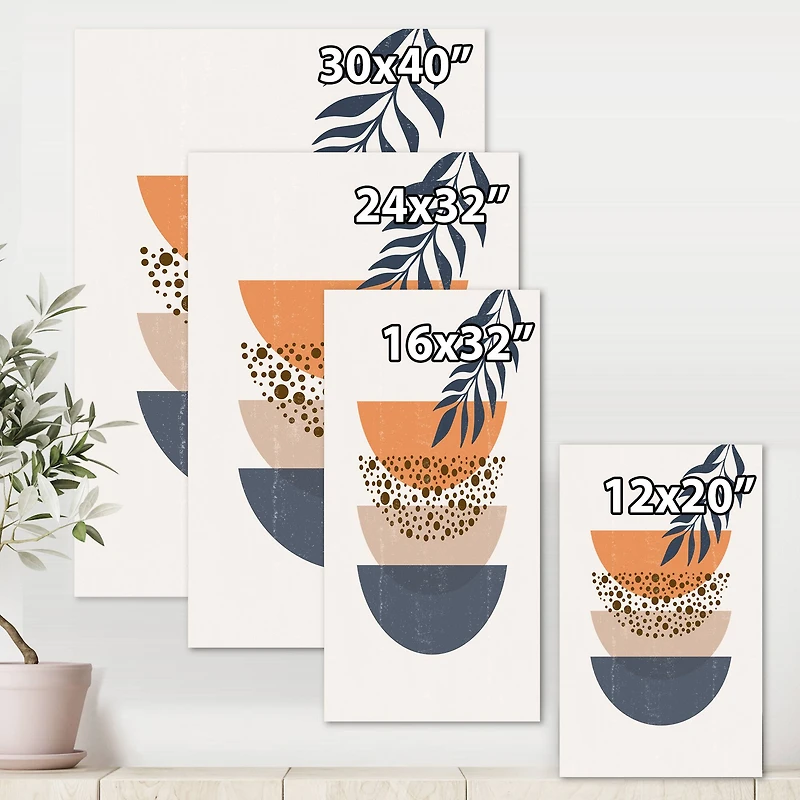 Designart - Abstract Geometrical Sun and Moon With Leaf IV