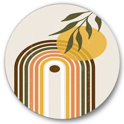 Designart - Abstract Yellow Sun With Retro Rainbow