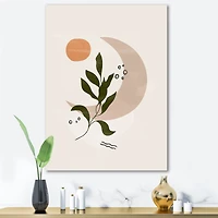 Designart - Abstract Geometrical Moon With Leaf I