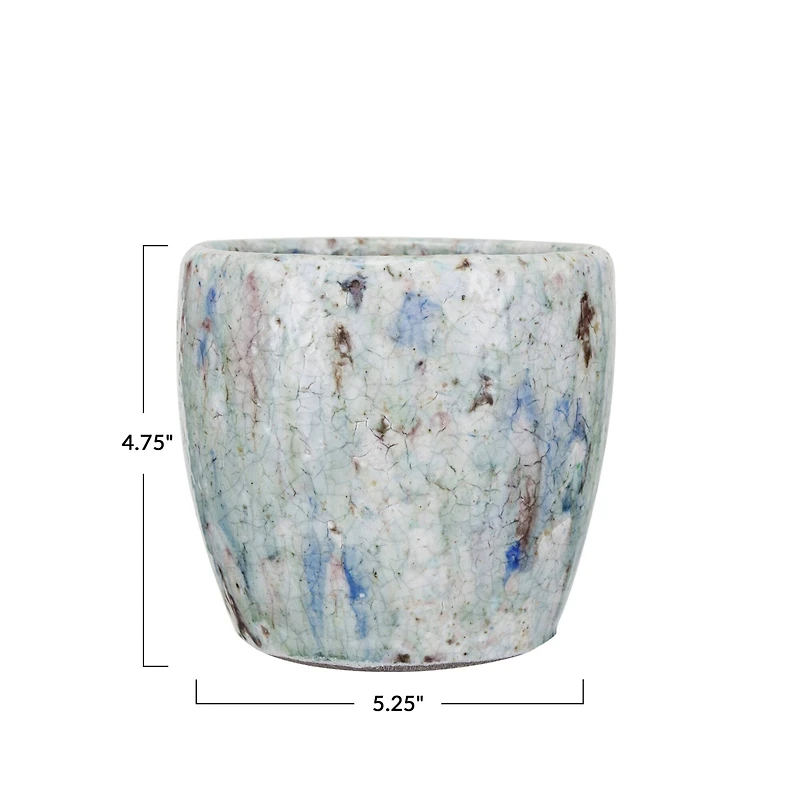 Hello Honey® 5.25" Blue Crackle Glaze Terra Cotta Planter