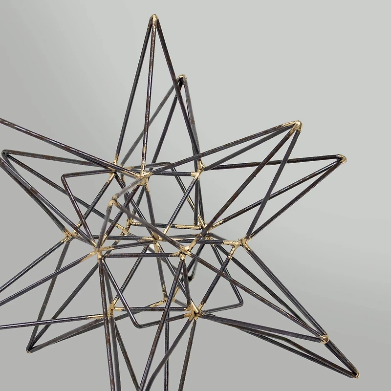 10" Gunmetal & Gold Metal Star Figurine