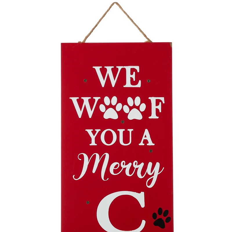Glitzhome® 3.5ft. Lighted Dog Christmas Porch Sign with Timer