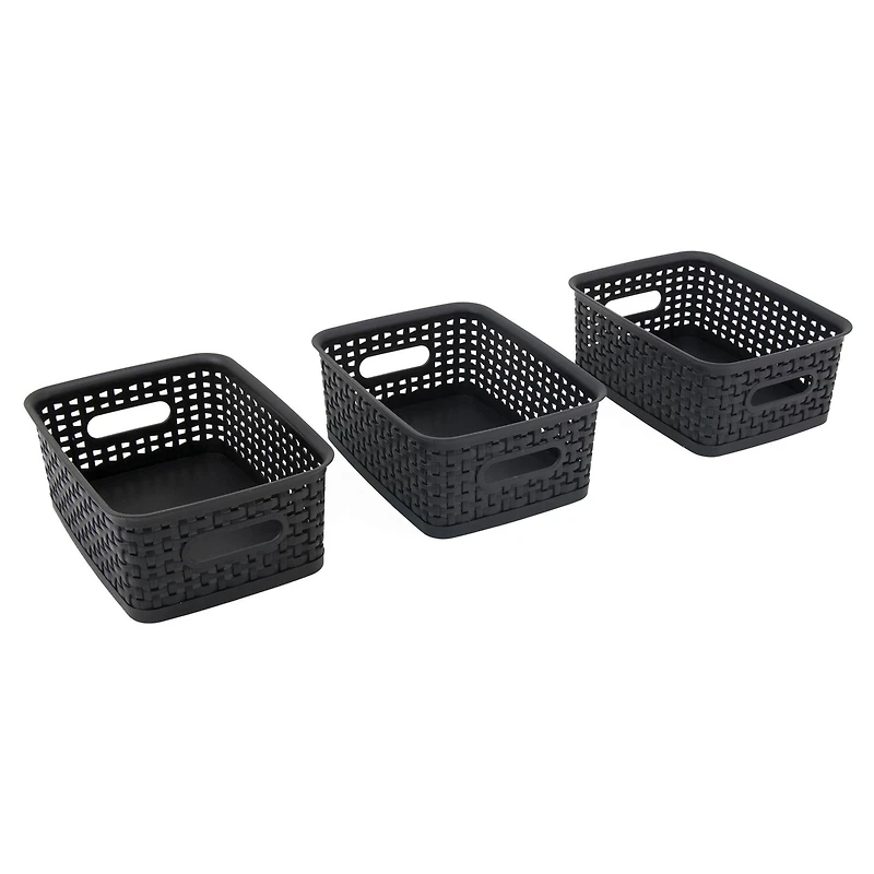 Advantus® Small Black Plastic Weave Bin, 3ct.