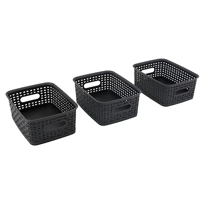 Advantus® Small Black Plastic Weave Bin, 3ct.