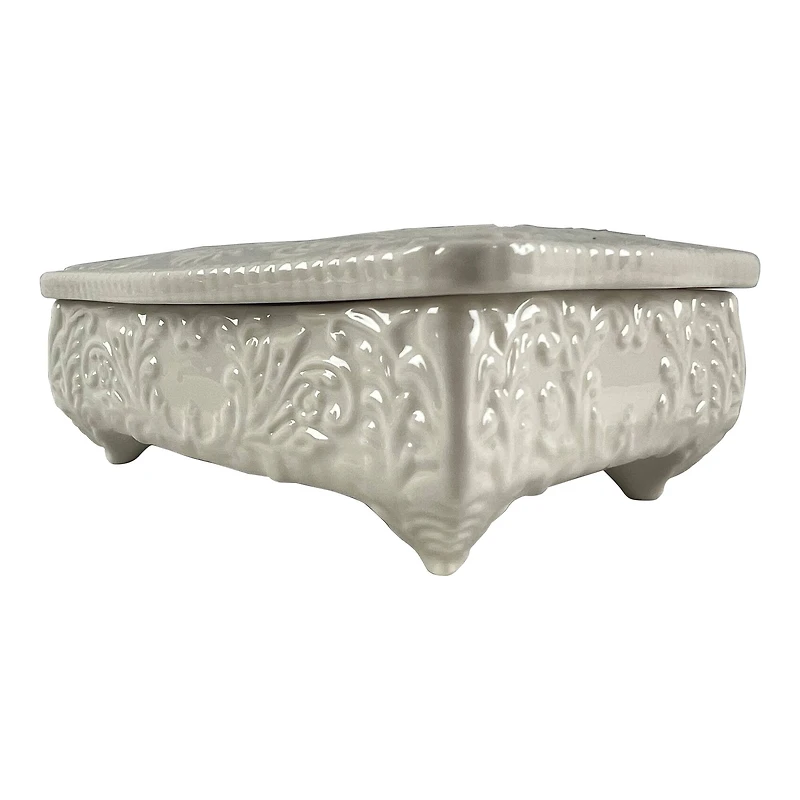 5.5" White Ceramic Jewelry Box Tabletop Décor by Ashland®