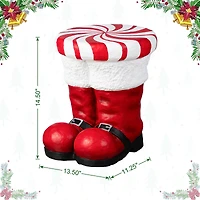 Glitzhome® 14.5"H Christmas MGO Peppermint Boot Stool or Accent Table