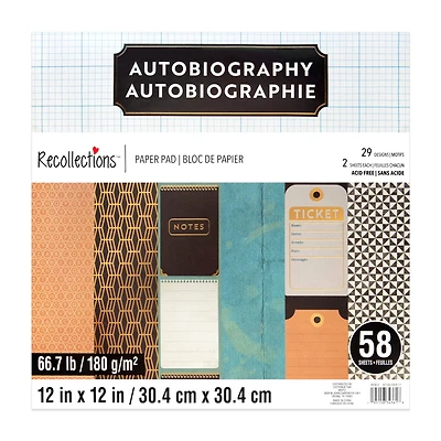 12" x 12" Autobiography Paper Pad by Recollections™, 58 Sheets