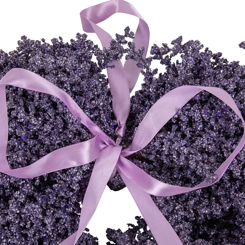 17.5" Artificial Lavender Heart Spring Wreath
