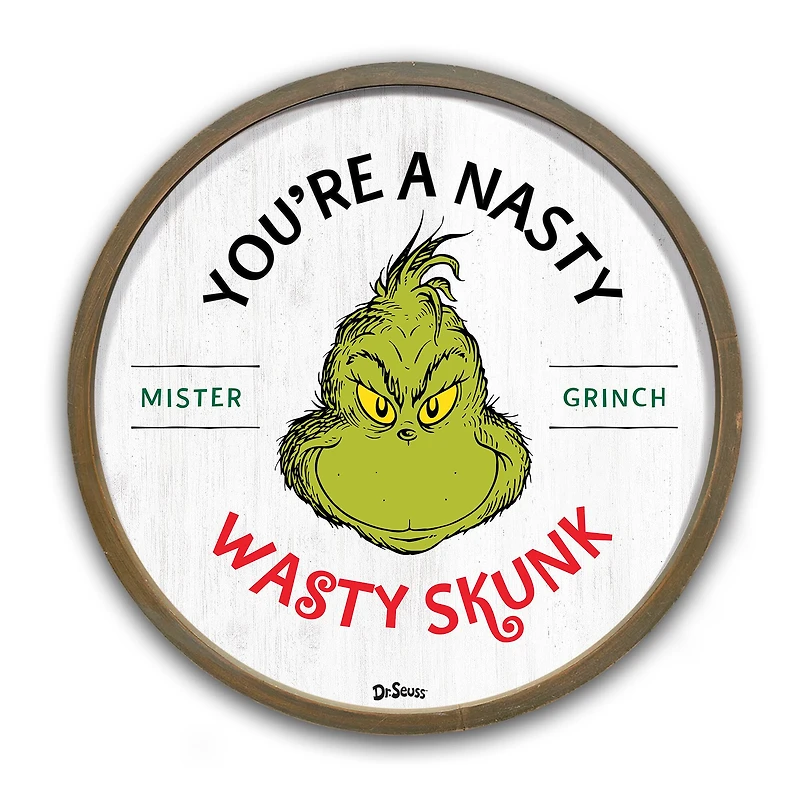20" The Grinch Nasty Wasty Skunk Round Framed Print