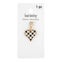 Black & White Checker Heart Charm by Bead Landing™