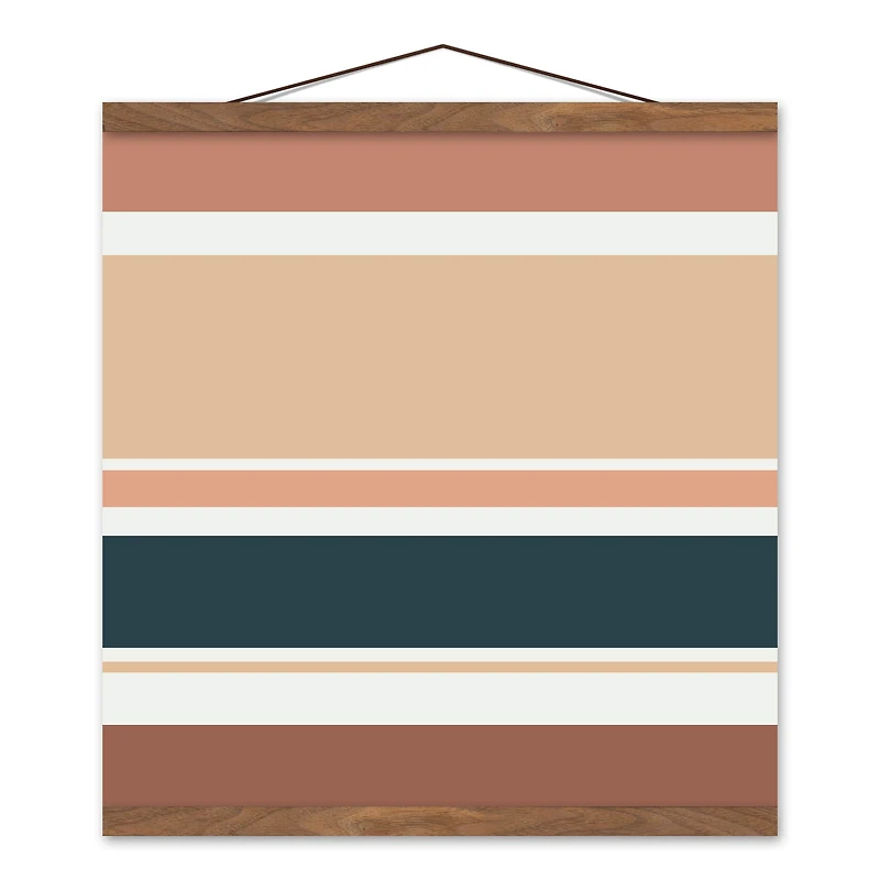Multiple Stripes 16" x 16" Teak Hanging Canvas