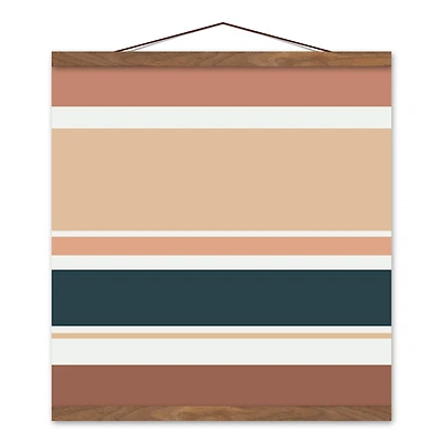 Multiple Stripes 16" x 16" Teak Hanging Canvas