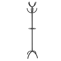 72" Black Metal 8 Hook Coat Rack with Ached Legs