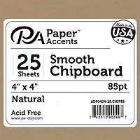 PA Paper™ Accents Natural 4" x 4" 85pt. 2X Heavy Smooth Chipboard, 25 Sheets