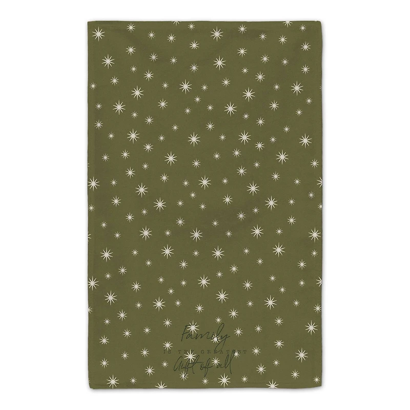 Family Greatest Gift Green Twinkle Tea Towel - Set of 2