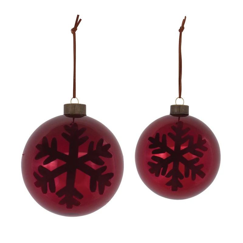6ct. Red Snowflake Ball Ornaments