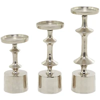 CosmoLiving by Cosmopolitan Silver Aluminum Pillar Candle Holder Set