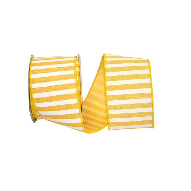 JAM Paper 2.5" x 10yd. Yellow Wired Railroad Stripe Ribbon
