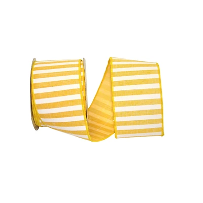 JAM Paper 2.5" x 10yd. Yellow Wired Railroad Stripe Ribbon
