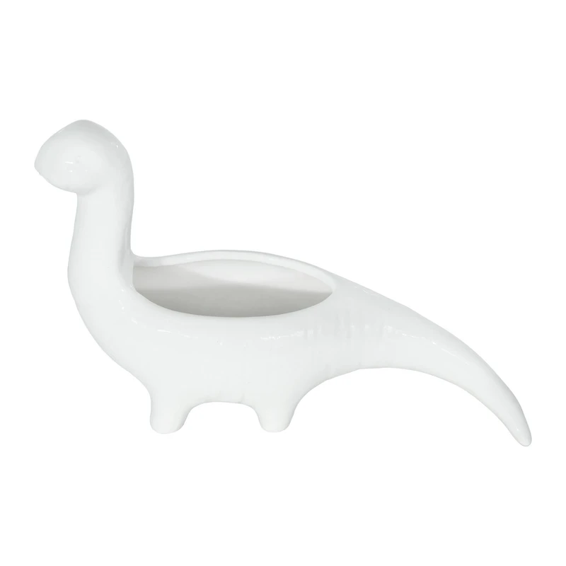 Hello Honey® 10" White Dinosaur Shaped Stoneware Planter