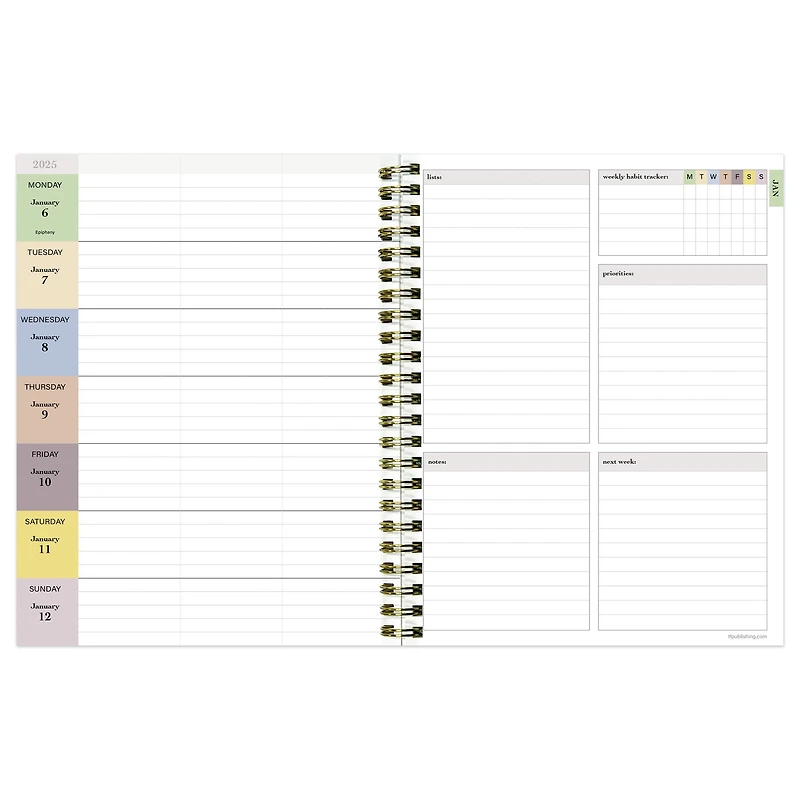 TF Publishing 2025 Medium Lemons of Capri Weekly Monthly Spiral Planner