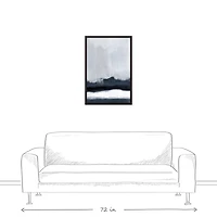 Navy and White Abstract 20" x 30" Black Framed Canvas