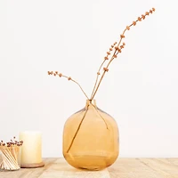 Hello Honey® 8" Amber Modern Round Tinted Glass Vase