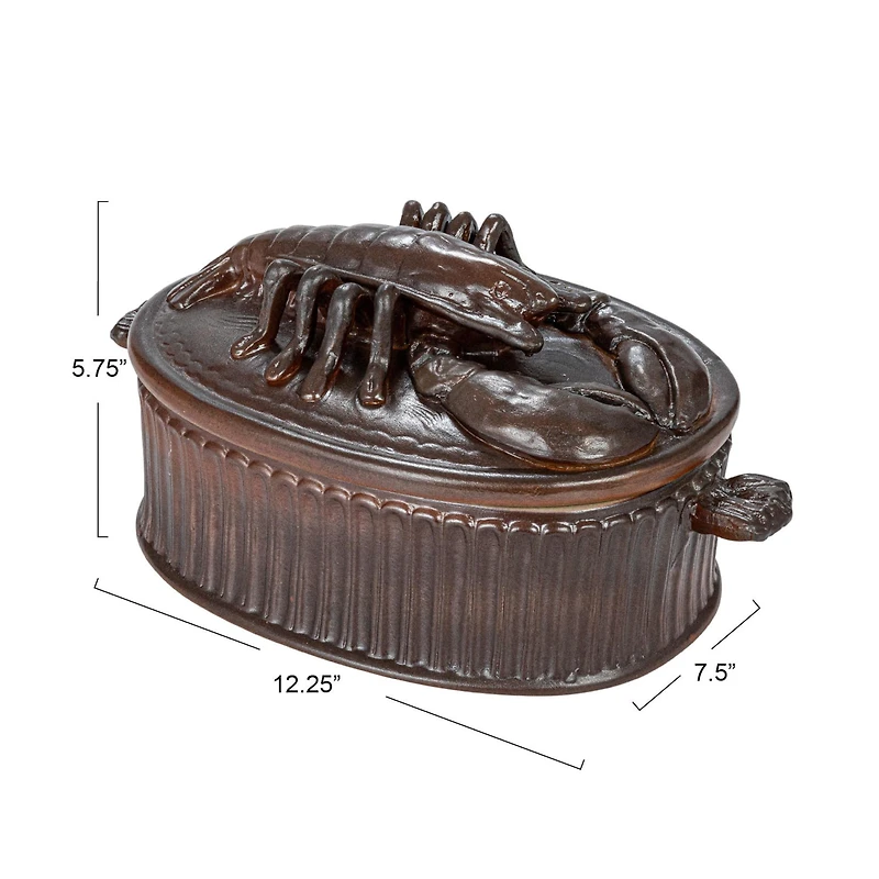 Hello Honey® 12.25" Matte Brown Stoneware Baker with Lobster Design