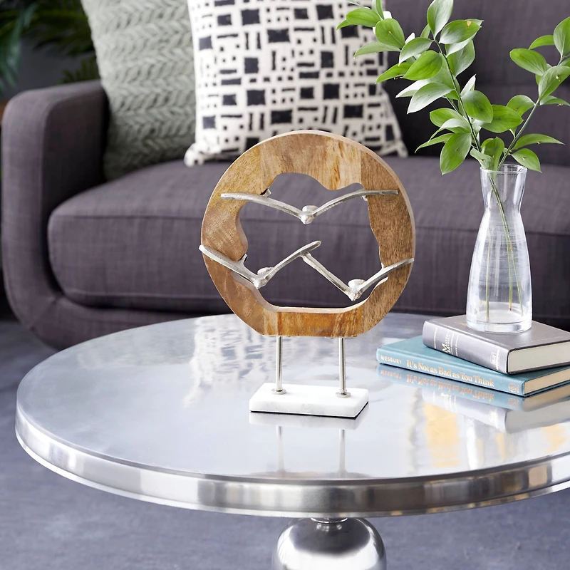 Silver Aluminum Contemporary Sculpture, Bird 13" x 10" x 3"