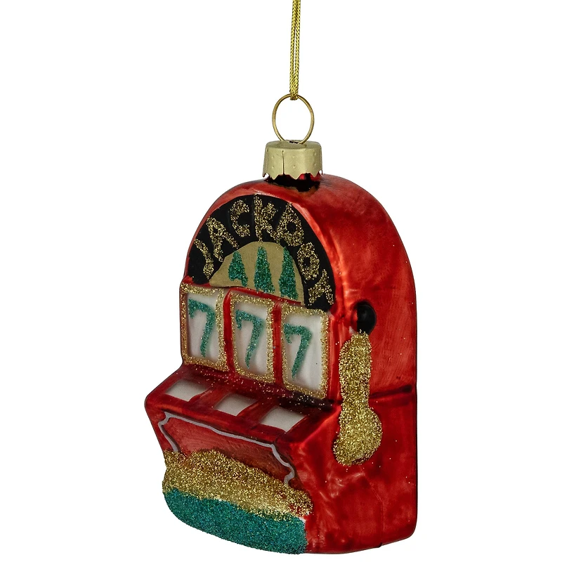 3.25" Lucky 7's Jackpot Slots Glass Christmas Ornament