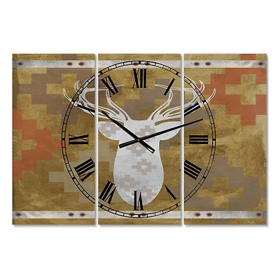 Designart Patterned White Deer Head Traditional Multipanel Wall Clock