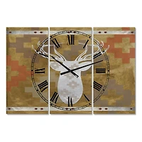 Designart Patterned White Deer Head Traditional Multipanel Wall Clock