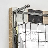 24" Two-Pocket Rustic Metal Wired Wall Basket & Wall Organizer