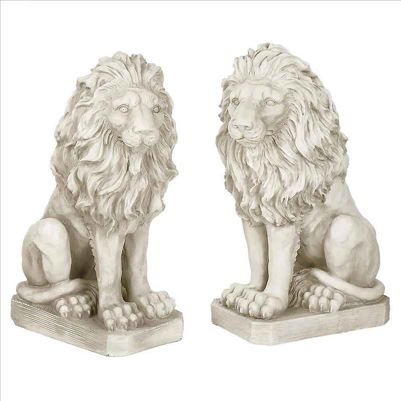 Design Toscano 21" Mansfield Manor Lion Sentinel Statue Set
